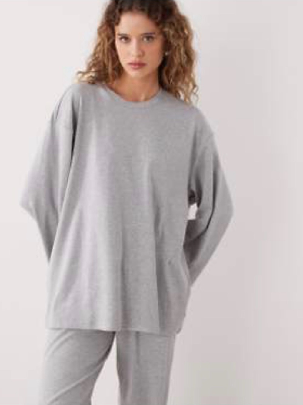 ASOS Weekday Lounge Oversized Long Sleeve Top in Gray Melange